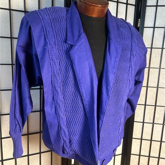 Side Effects 80s Vintage Cotton Knit / Linen Polka Dot Shoulder Pad Cardigan - Picture 4 of 8